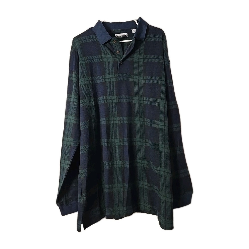 American Weekend‎ Long Sleeve Cotton Pullover Shirt 3/4 Button Plaid Size Large
